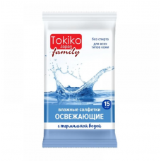 TOKIKO Japan Family Влажные салфетки освежающие с термальной водой 15шт